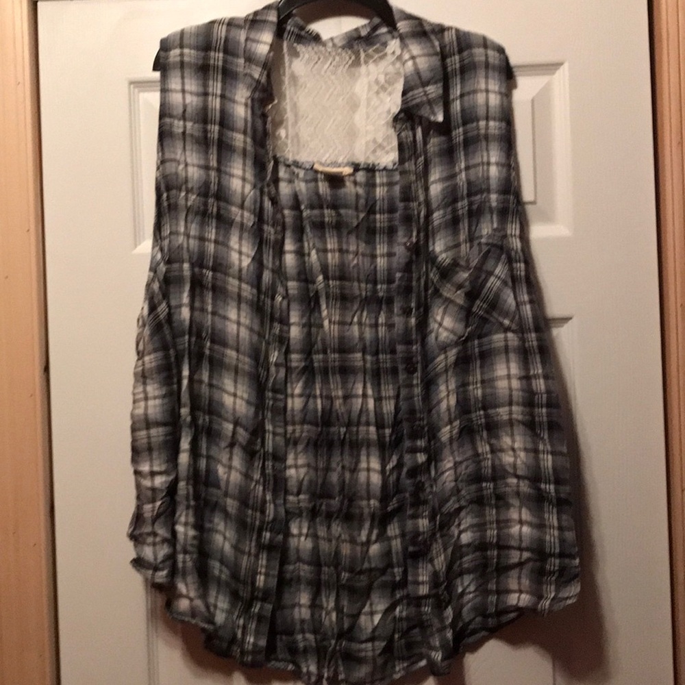 True Self sleeveless dress flannel with lace sz 4x